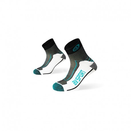Mitjons de senderisme de tall baix BV Sport de doble poliamida - negre/turquesa