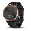 Vivomove HR - Rose Gold mustalla silikonihihnalla