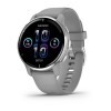 Garmin Venu 2 Plus konektatutako GPS erlojua - Zilarrezkoa silikonazko uhal grisarekin - 010-02496-10