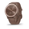 Garmin Vívomove Sport Needle GPS-älykello - Peach Gold -kotelo, jossa suklaasilikonihihna
