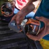 Gauge weighs gas cartridge for Jetboil stove