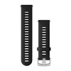 Garmin Forerunner 255 hihna - Musta silikoni hopeisella soljella - 22 mm - 010-11251-3A