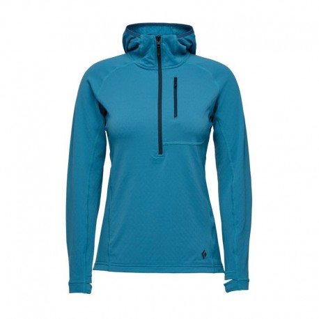 Dámsky turistický top Coefficient Quarter Zip Hoody Black Diamond - Cerulean Blue
