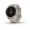 Garmin Epix Pro -kello - Sapphire Edition 42mm, titaani, vaalea kulta, hiekkabeigellä rannekkeella vaalean kultaisella soljella