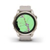 Garmin Epix Pro -kello - Sapphire Edition 42mm, titaani, vaalea kulta, hiekkabeigellä rannekkeella vaalean kultaisella soljella