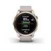 Garmin Epix Pro -kello - Sapphire Edition 42mm, titaani, vaalea kulta, hiekkabeigellä rannekkeella vaalean kultaisella soljella