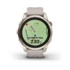 Garmin Epix Pro -kello - Sapphire Edition 42mm, titaani, vaalea kulta, hiekkabeigellä rannekkeella vaalean kultaisella soljella