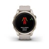 Garmin Epix Pro -kello - Sapphire Edition 42mm, titaani, vaalea kulta, hiekkabeigellä rannekkeella vaalean kultaisella soljella