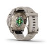 Garmin Epix Pro -kello - Sapphire Edition 42mm, titaani, vaalea kulta, hiekkabeigellä rannekkeella vaalean kultaisella soljella