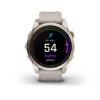 Garmin Epix Pro -kello - Sapphire Edition 42mm, titaani, vaalea kulta, hiekkabeigellä rannekkeella vaalean kultaisella soljella