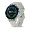 Garmin Venu 3S -kello - hopea, salviavihreä ranneke - 41 mm:n kotelo