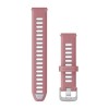 Pikakiinnityshihna - silikoni, vaaleanpunainen/valkoinen hopeisella soljella - 18 mm - 010-11251-A5