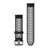 Pikakiinnityshihna - silikoni, musta/harmaa hopeisella soljella - 22 mm - 010-11251-A0