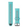 Pikakiinnityshihna - silikoni, turkoosi/musta hopeisella soljella - 22 mm - 010-11251-A2