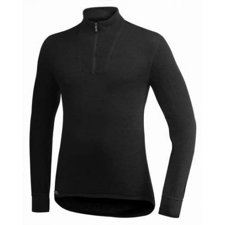 Turtleneck 400 Woolpower Zip Long Sleeve Base Layer - svart