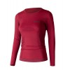 Haut Longsleeve Dam Merino 6.0 Lenz - col round - rouge foncé