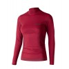 Haut Longsleeve Dam Merino 6.0 Lenz - Rullkrage - rouge foncé