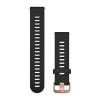 Pikakiinnityshihna - Musta silikoni ruusukultaisella soljella - 20 mm - 010-11251-1H