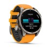 Garmin Fenix 8 kello - 47 mm, AMOLED, safiiri, titaani, titaani, oranssi/grafiitti ranneke