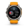 Garmin Fenix 8 kello - 51 mm, AMOLED, safiiri, titaani, titaani, oranssi/grafiitti ranneke