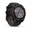 Garmin Fenix 8 kello - 47mm, SOLAR, Sapphire, Titanium, Carbon Grey DLC mustalla/kiviharmaalla rannekkeella