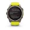 Fenix 8 Garmin kello - 51 mm, aurinko, safiiri, titaani, titaani keltaisella/grafiittihihnalla