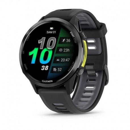 Montre Forerunner 970 Garmin - 47 mm - Lunette titane Gray, boîtier noir, bracelet noir/blanc translucide