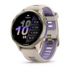 Montre Forerunner 970 Garmin - 47 mm - Lunette titane Soft Gold, boîtier lin, bracelet lin/violet translucide