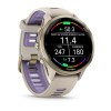 Montre Forerunner 970 Garmin - 47 mm - Lunette titane Soft Gold, boîtier lin, bracelet lin/violet translucide