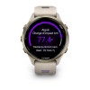 Montre Forerunner 970 Garmin - 47 mm - Lunette titane Soft Gold, boîtier lin, bracelet lin/violet translucide