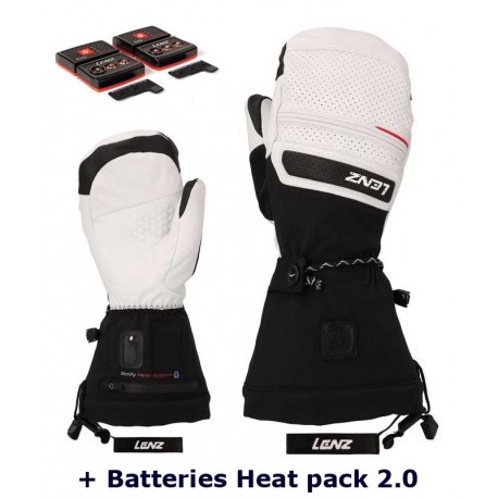 Luva de calor 9,0 Mittens Mulheres Lenz - Branco/Preto - Pacote de calor 2.0