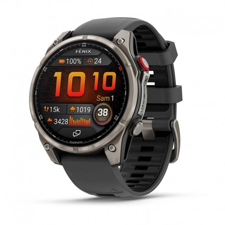 Garmin Fenix 8 Pro Watch - 47 mm - AMOLED, Sapphire, Titanium, Titanium, graphite/black silicone strap