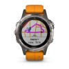 Montre Fenix 5 Plus Garmin - Titane Sapphire noire avec bracelet orange vif