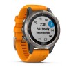 Montre Fenix 5 Plus Garmin - Titane Sapphire noire avec bracelet orange vif