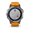 Montre Fenix 5 Plus Garmin - Titane Sapphire noire avec bracelet orange vif