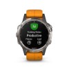 Montre Fenix 5 Plus Garmin - Titane Sapphire noire avec bracelet orange vif