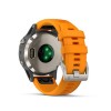Montre Fenix 5 Plus Garmin - Titane Sapphire noire avec bracelet orange vif