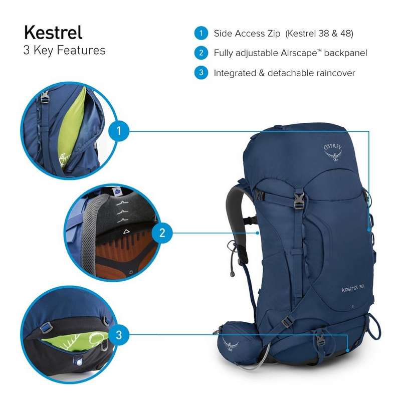Sp&eacute;cificit&eacute;s du sac &agrave; dos Kestrel Osprey